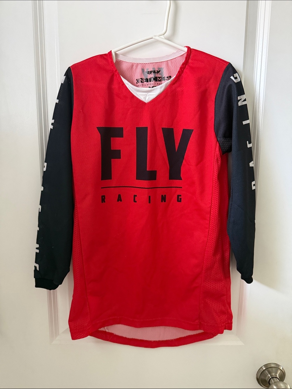 Fly Racing Kinetic Mesh Kids Red Jersey with Black Sleeves - FLY Racing